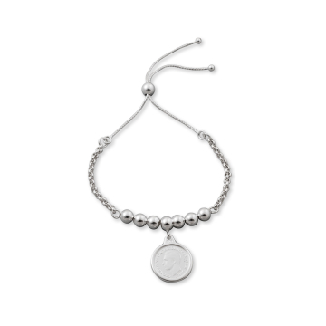 ADJUSTABLE BRACELET WITH 6MM BALLS & THREEPENCE