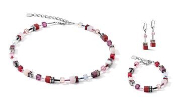 Geo Cube Rose Aventurine, Red Carnelian & Rose Quartz Necklace