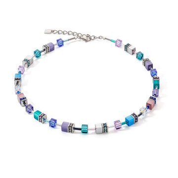 Geo Cube Purple, Blue & Silver Necklace