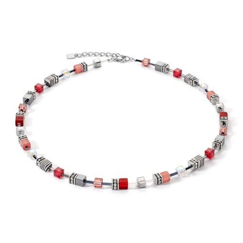 GeoCube Soft Watermelon & Bold Red Necklace