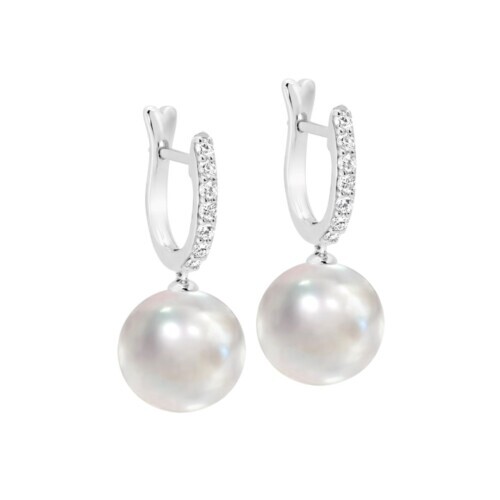 South Sea Pearl & Diamond Huggie Earrings