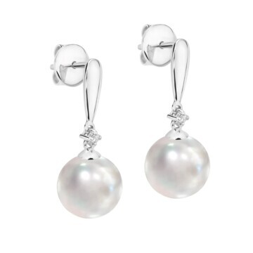 South Sea Pearl & Diamond Drop Earrings