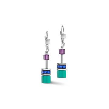 GeoCube Turquoise and Purple Earrings